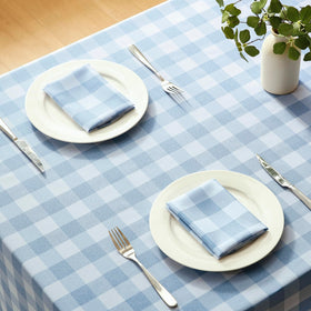 Veblandy wrinkle-free fabric checkered tablecloth maintains polished tabletop.
