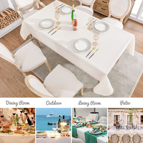 Veblandy decorative ivory rectangle tablecloth ideal for family dinners.