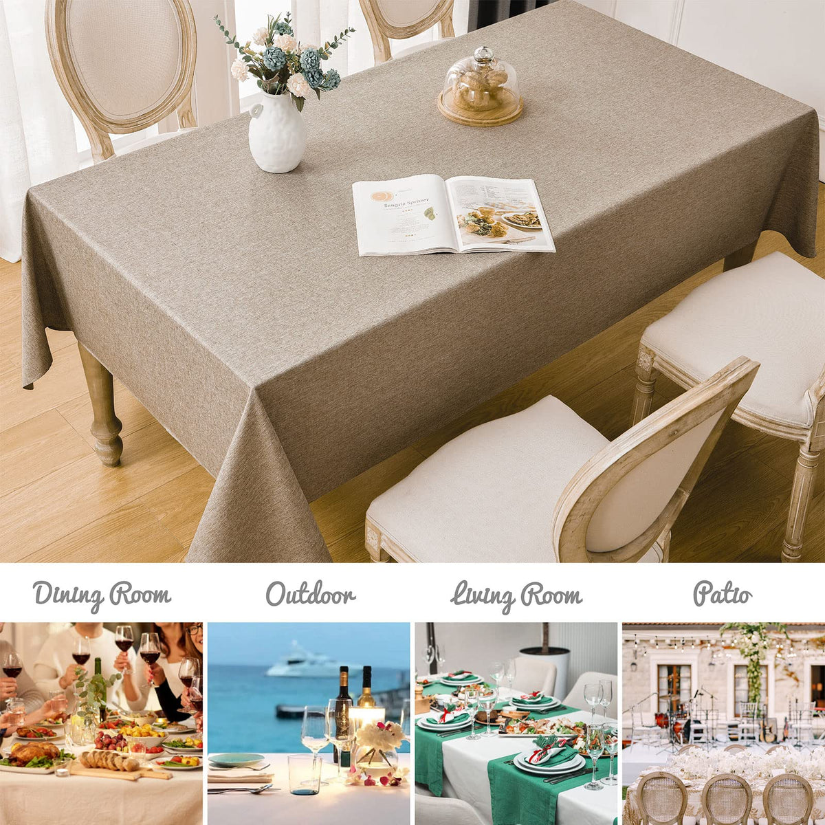 Veblandy farmhouse style tablecloth creates warm ambience for gatherings.