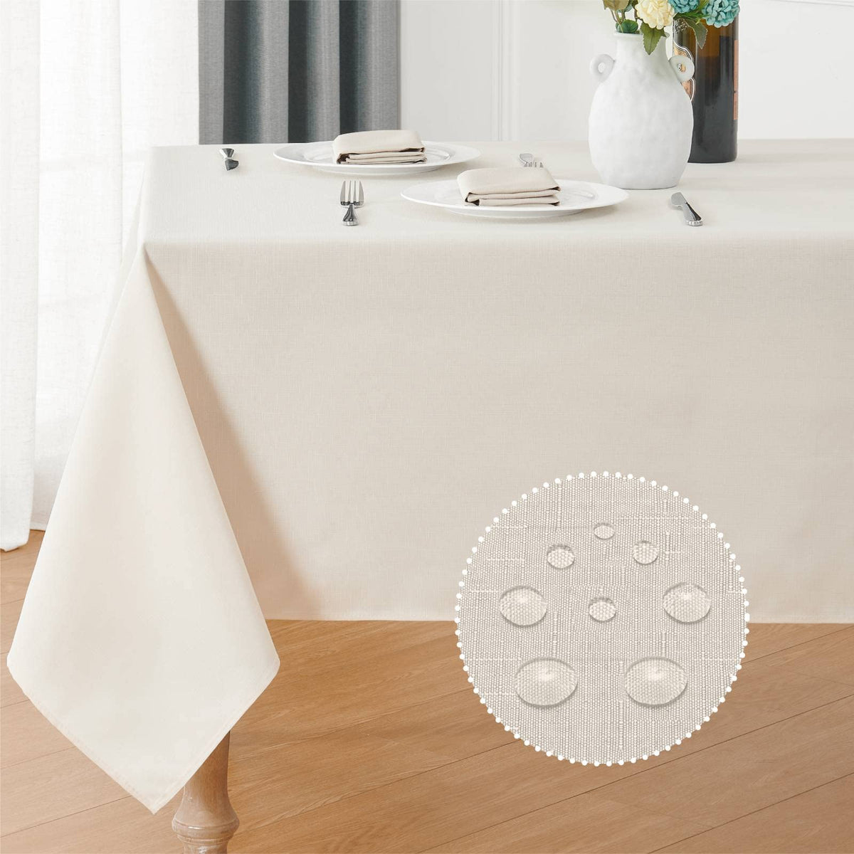 Veblandy rectangle tablecloth with linen texture for refined indoor dining.
