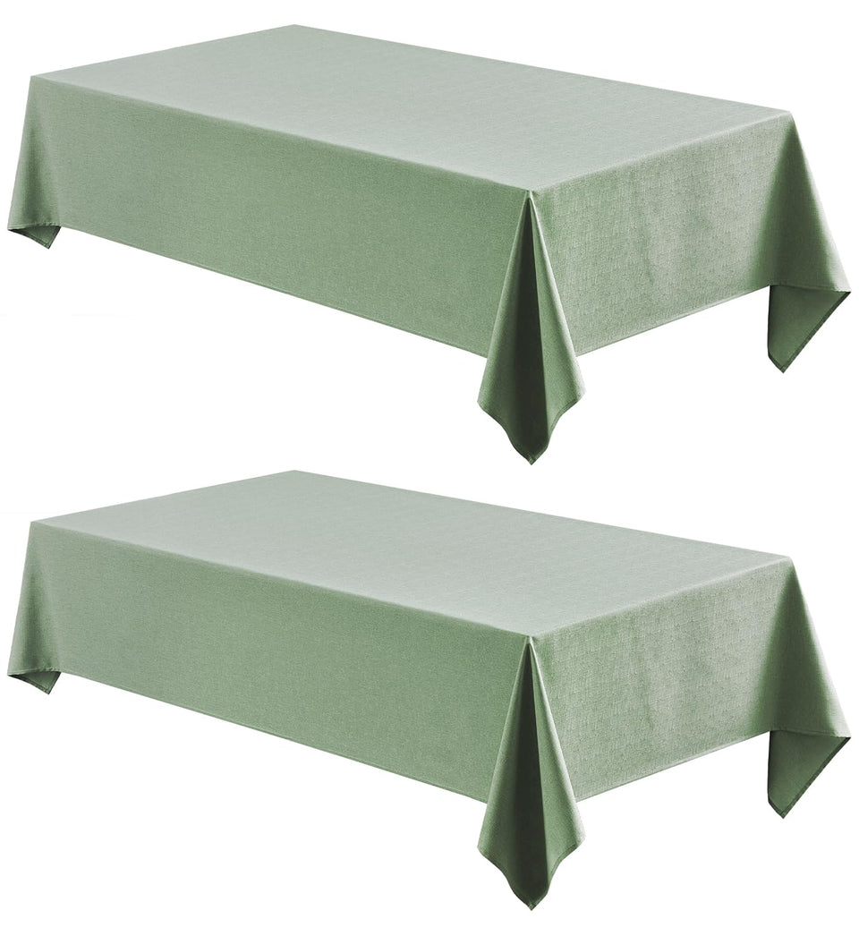 Veblandy rectangle tablecloth 60x84 sage green protects tables while elevating the table setting.