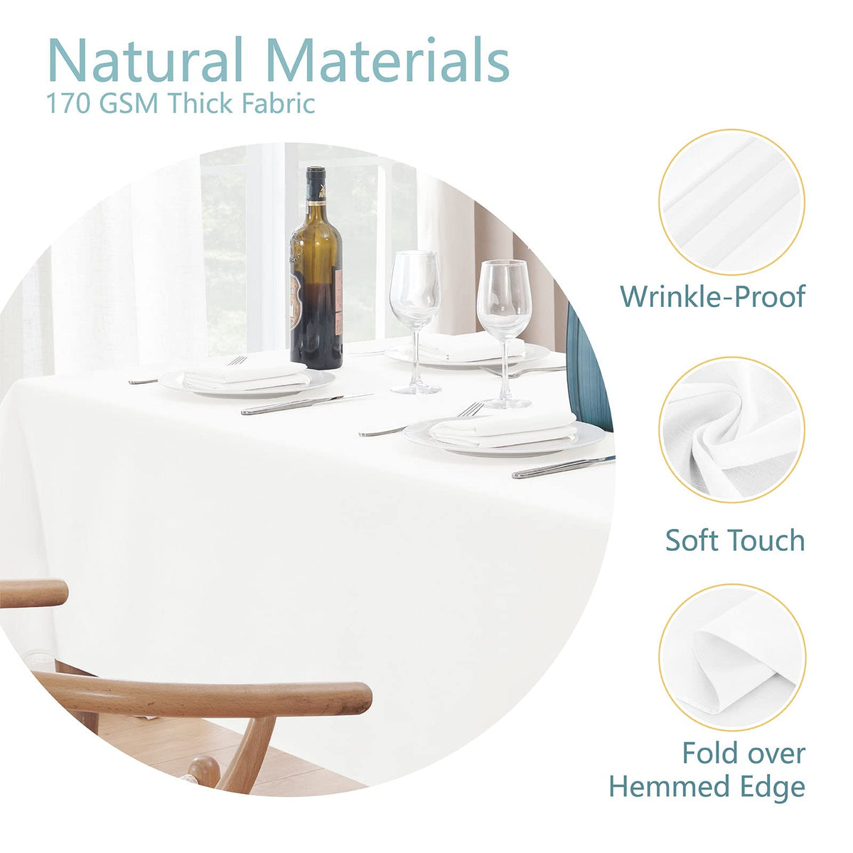 Veblandy tablecloth demonstrates spill resistance for easy cleanup.