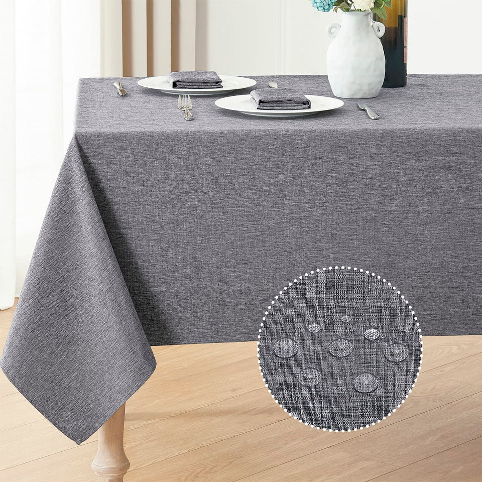 Veblandy rectangle tablecloth with textured dark grey fabric for elegant protection