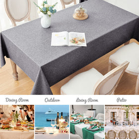 Wedding banquet setup featuring Veblandy tablecloth with universal fit and elegant dark shade.