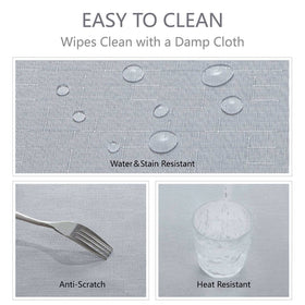 Veblandy banquet dining scene with grey cloth highlighting wrinkle-free surface