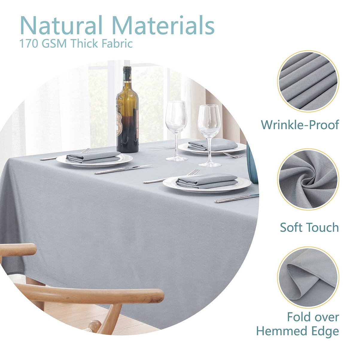 Veblandy tablecloth at buffet setup demonstrates spill-proof practicality