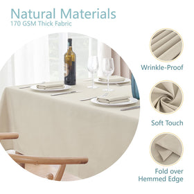 Veblandy tablecloth spill-proof close-up demonstrates bead-up liquids for easy cleanup.