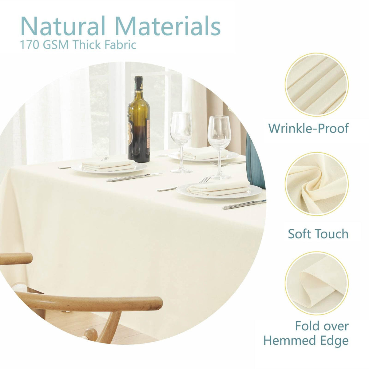 Veblandy tablecloth resists stains and fading for long-lasting color.