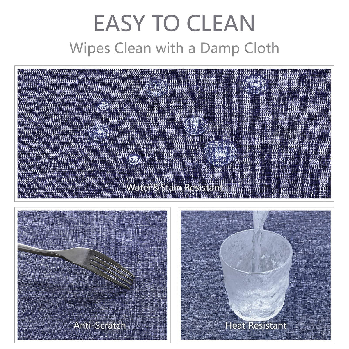 Veblandy wrinkle-free denim blue tablecloth maintains neat appearance.