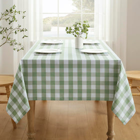 Veblandy sage green and white plaid offers easy care with damp-wipe cleanup.