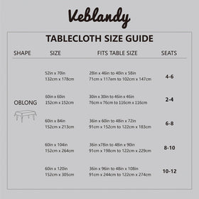 Veblandy 60x84 inch size fits medium tables.