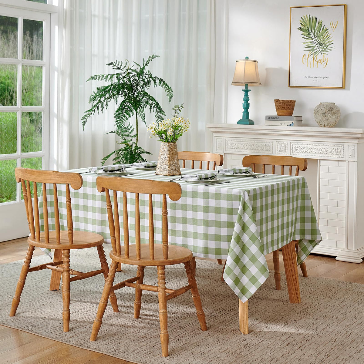 Veblandy gingham tablecloth elevates everyday dining with timeless buffalo plaid.