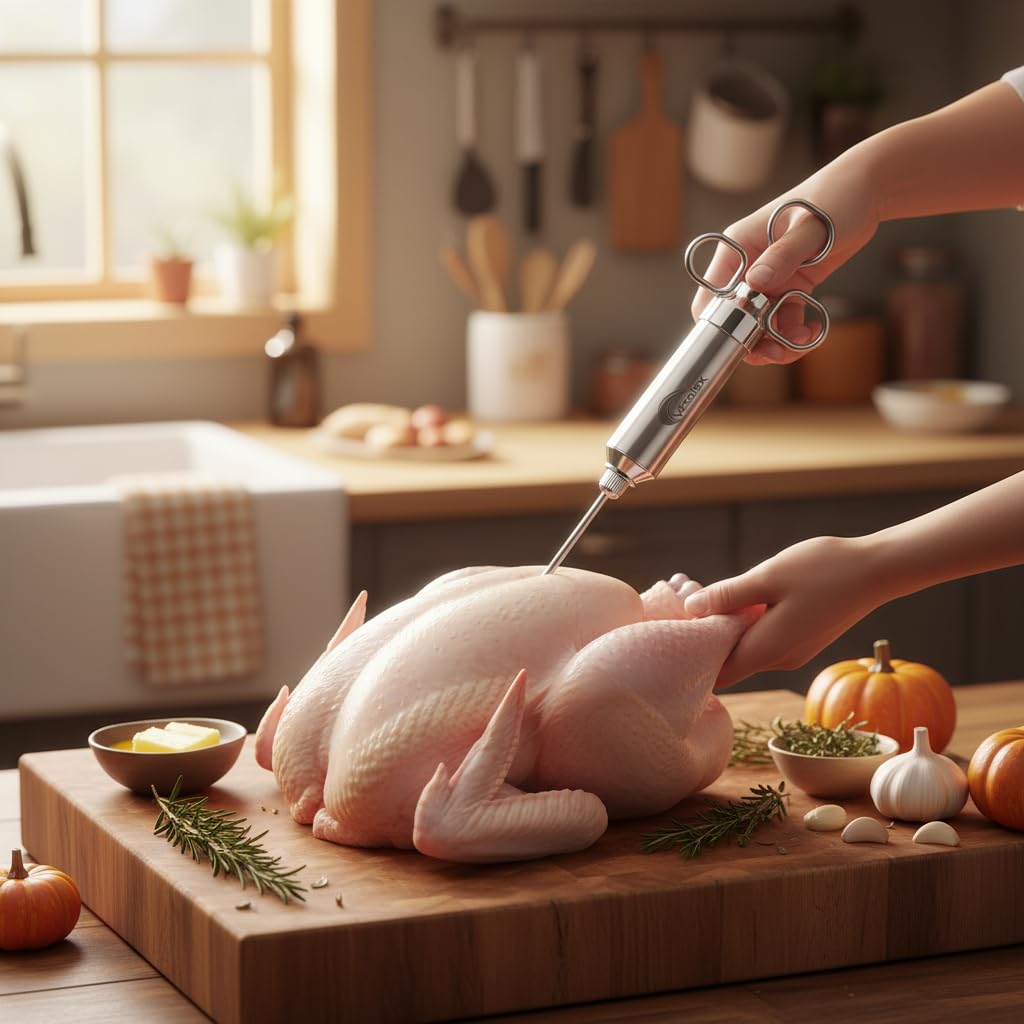 Vecolex three needles injector set for versatile marinades