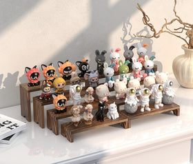 Vecxoty farmhouse display shelf set highlights collectibles and figurines with rustic charm.