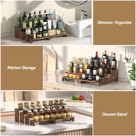 Vecxoty space-saving risers organize spices and coffee gear efficiently.