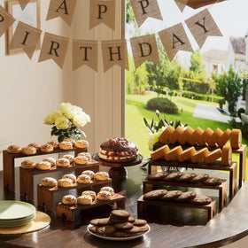 Vecxoty wooden cupcake display stand showing 24 cupcakes for festive events