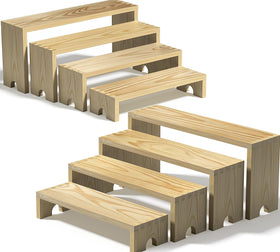 Vecxoty wooden tiered risers display products at vendor events