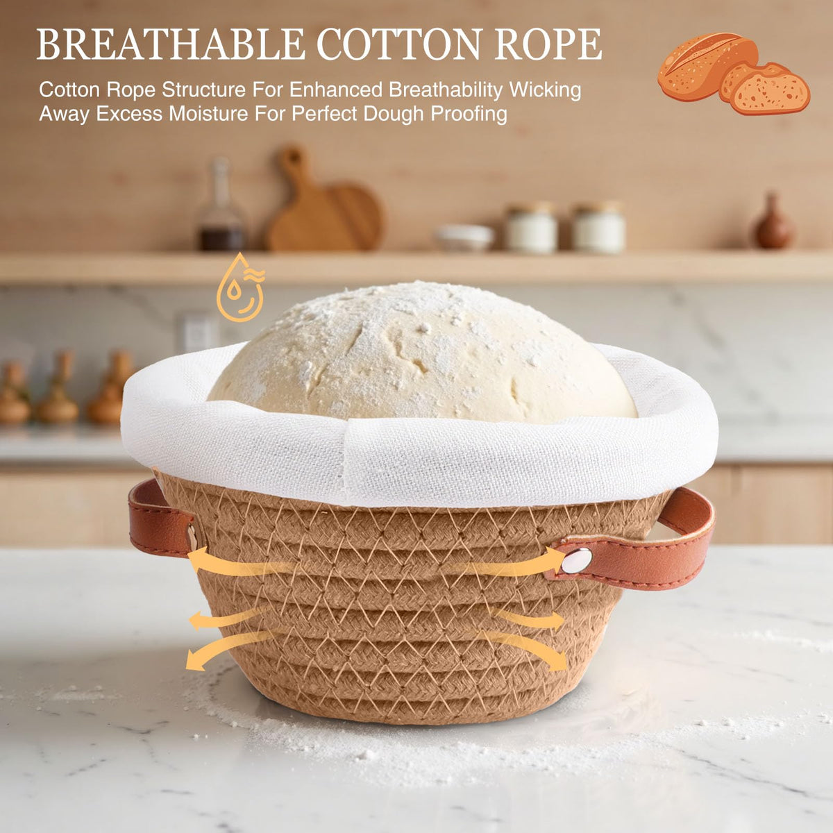 VEDALIO linen cover for proofing basket protects crust and presentation