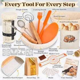 VEDALIO oval 10-inch proofing basket helps dough hold shape during proofing.