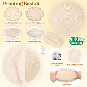 VEDALIO oval proofing basket 10-inch supports airy crumb and professional look.