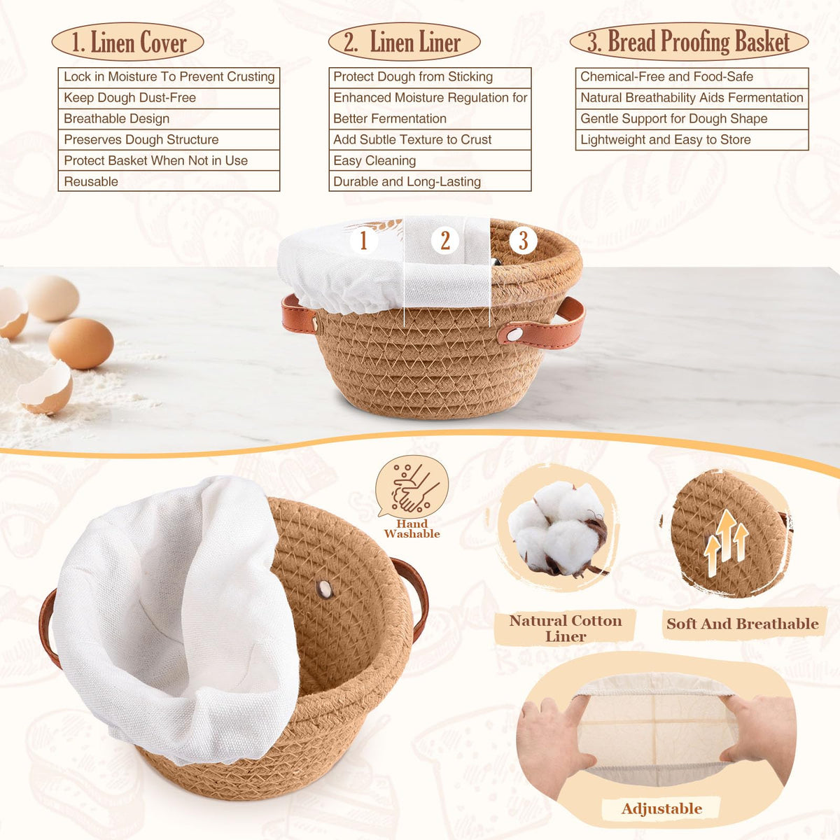 VEDALIO oval 7-inch proofing basket for uniform mini loaves