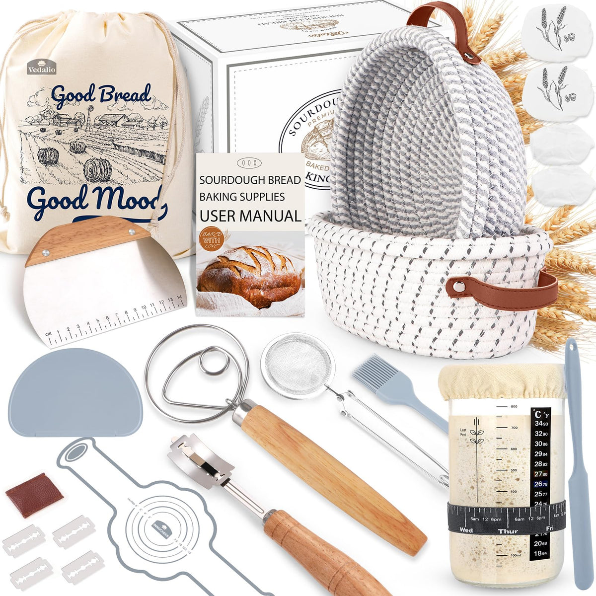 VEDALIO round bread proofing basket shapes perfect loaves with airy crust