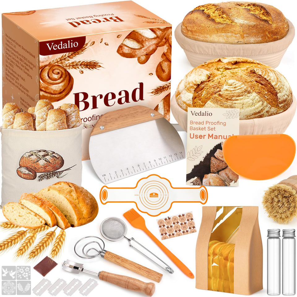 VEDALIO round proofing basket 9 inch for even dough rise and professional crust.