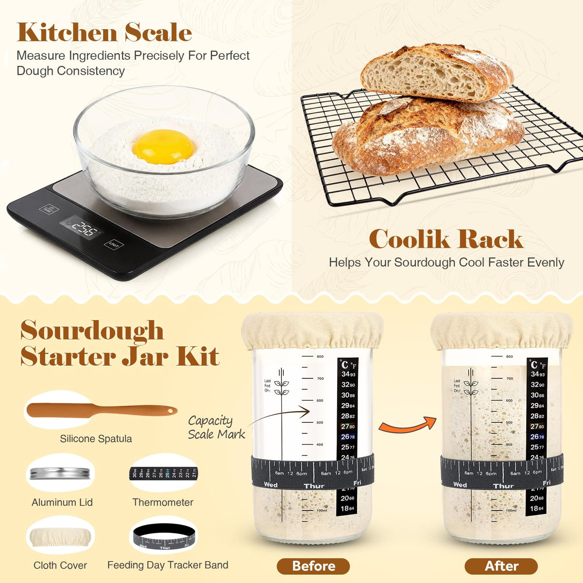 VEDALIO silicone bread spatula for gentle dough handling and scraping.