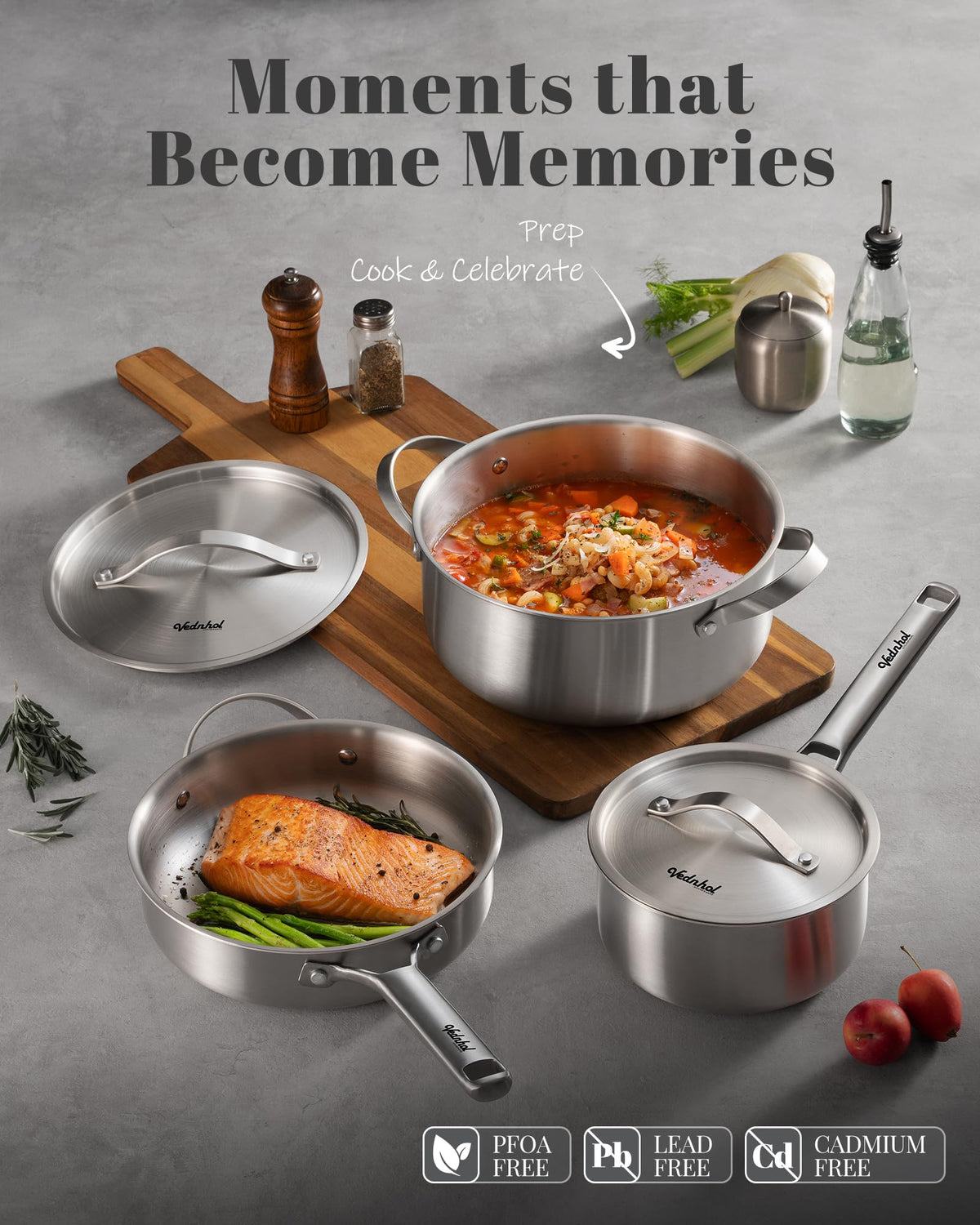 VEDNHOL 1-5qt sauce pan with lid for quick reductions and sauces.