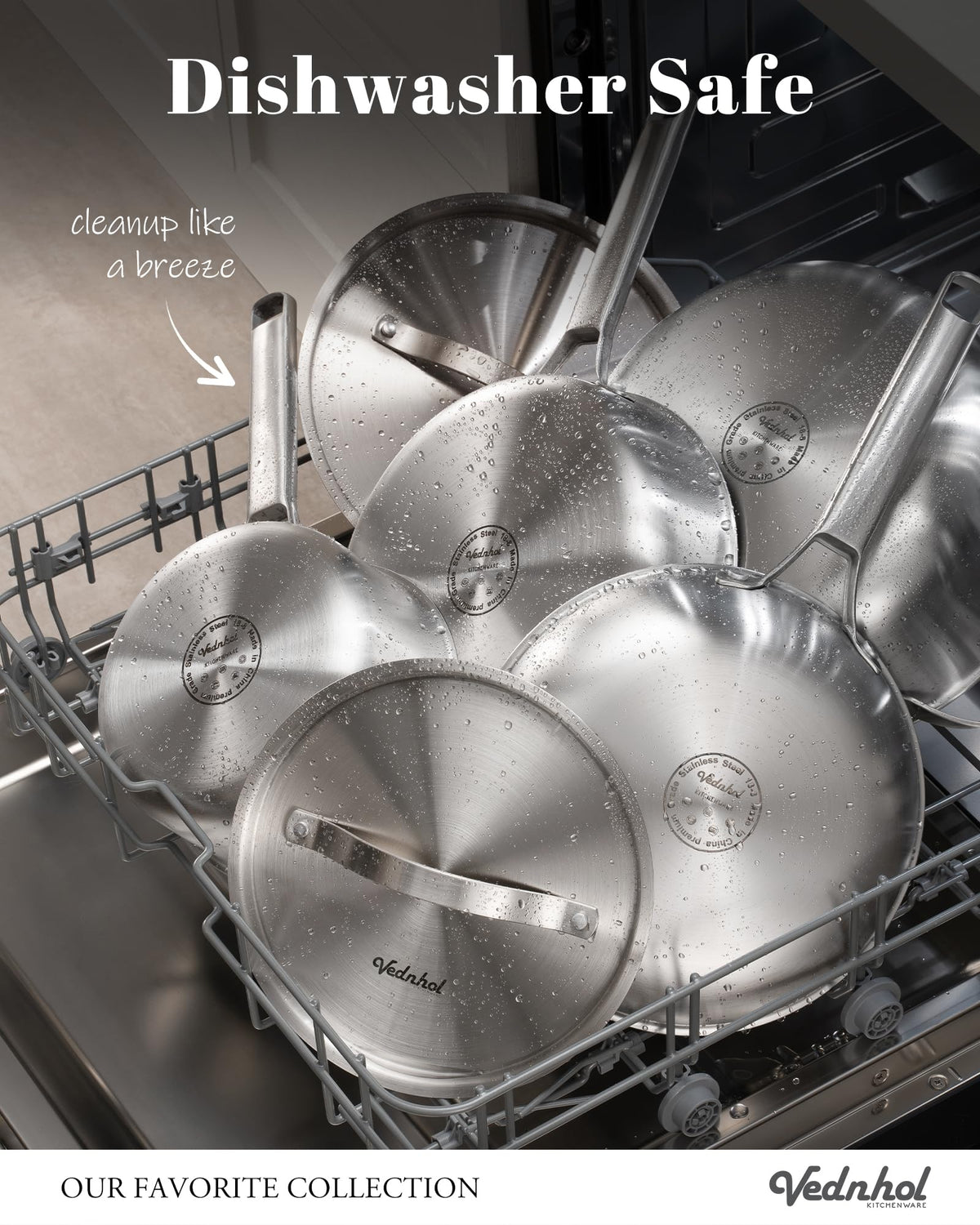 VEDNHOL 10-inch 3qt sauté pan with lid ideal for sauces and weeknight meals.