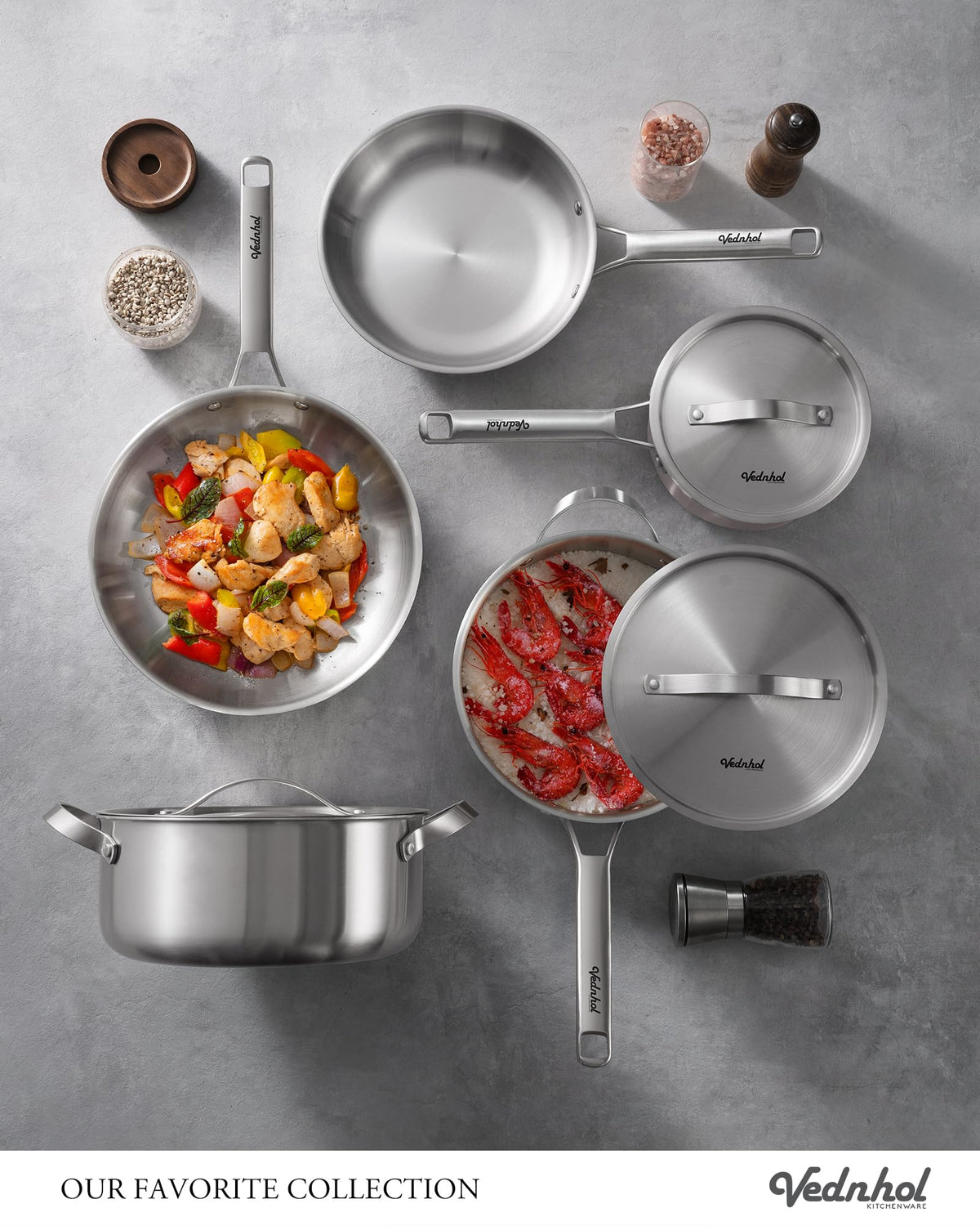 VEDNHOL 10-inch frying pan with stay-cool handle for searing and sautéing.