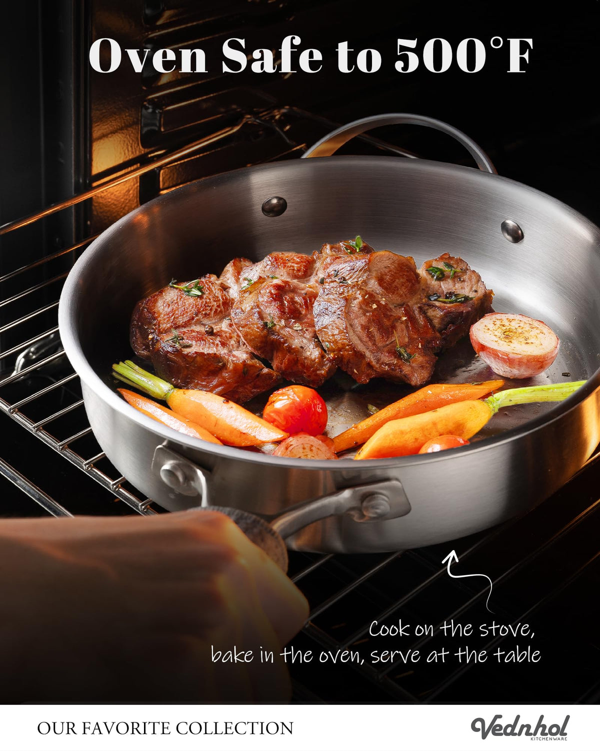 VEDNHOL 4qt stock pot with lid for soups and simmering.