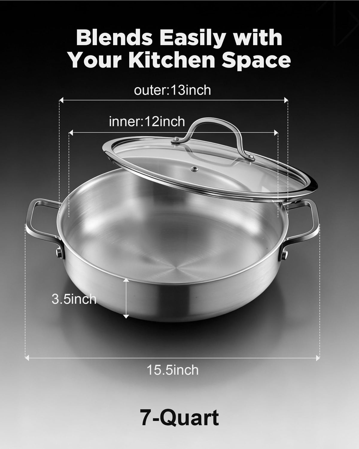 VEDNHOL deep-sided pan reduces splatter during stir-fries and sauces.
