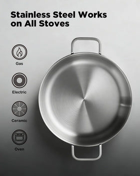 VEDNHOL oven-safe and dishwasher-safe pan for easy finishing and cleanup.