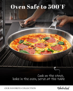 VEDNHOL Titanium Pan dishwasher-safe cleanup after cooking with ease