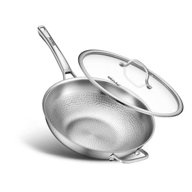 VEDNHOL titanium wok pan 13-inch front view for versatile daily cooking