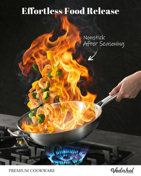 VEDNHOL oven-safe wok pan suitable for finishing in the oven
