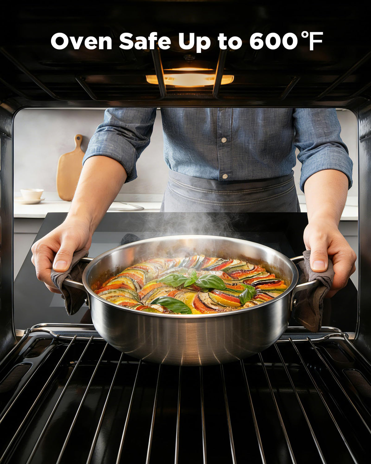 VEDNHOL tri-ply stainless steel core ensures quick, even heat distribution.