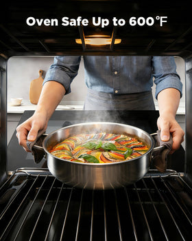 VEDNHOL tri-ply stainless steel core ensures quick, even heat distribution.