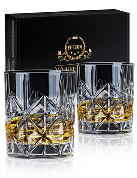veecom whiskey glass set 2 with 10 oz capacity for bold pours