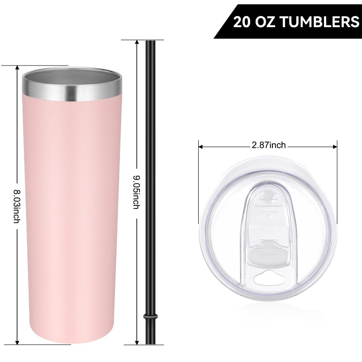 VEGOND pink tumbler with straw for easy sipping on the move.