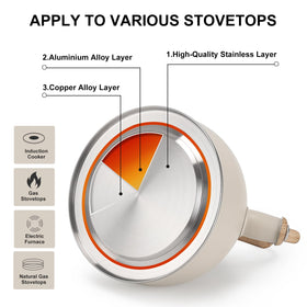 Vegoran induction-compatible kettle works on all stove tops.