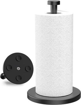 VEHHE Black Paper Towel Holder on the counter for quick access.