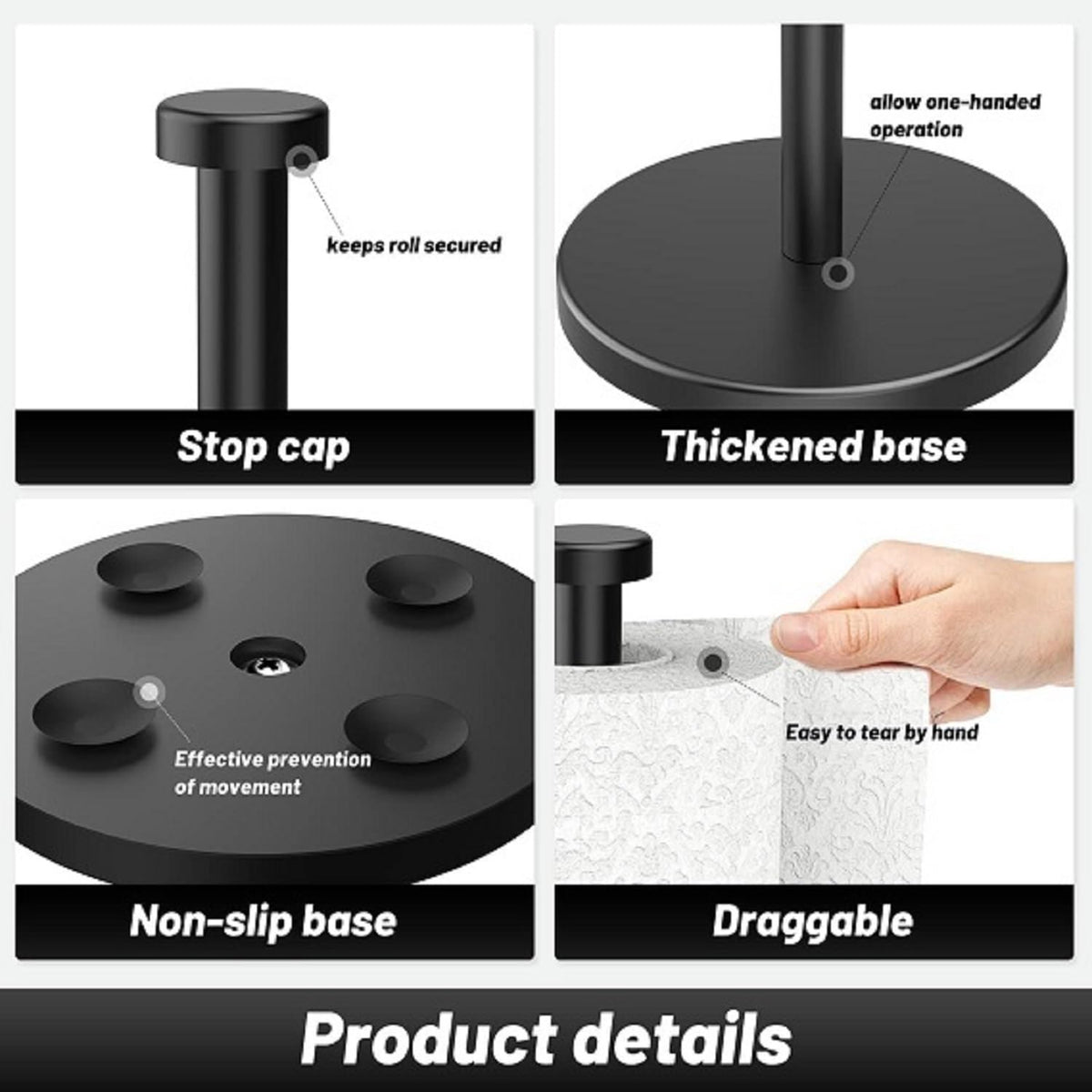 VEHHE Freestanding kitchen paper towel holder fits any room layout.