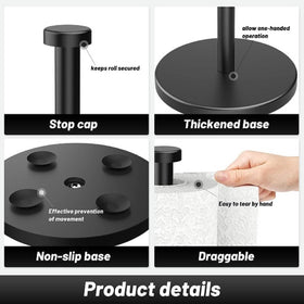 VEHHE Freestanding kitchen paper towel holder fits any room layout.