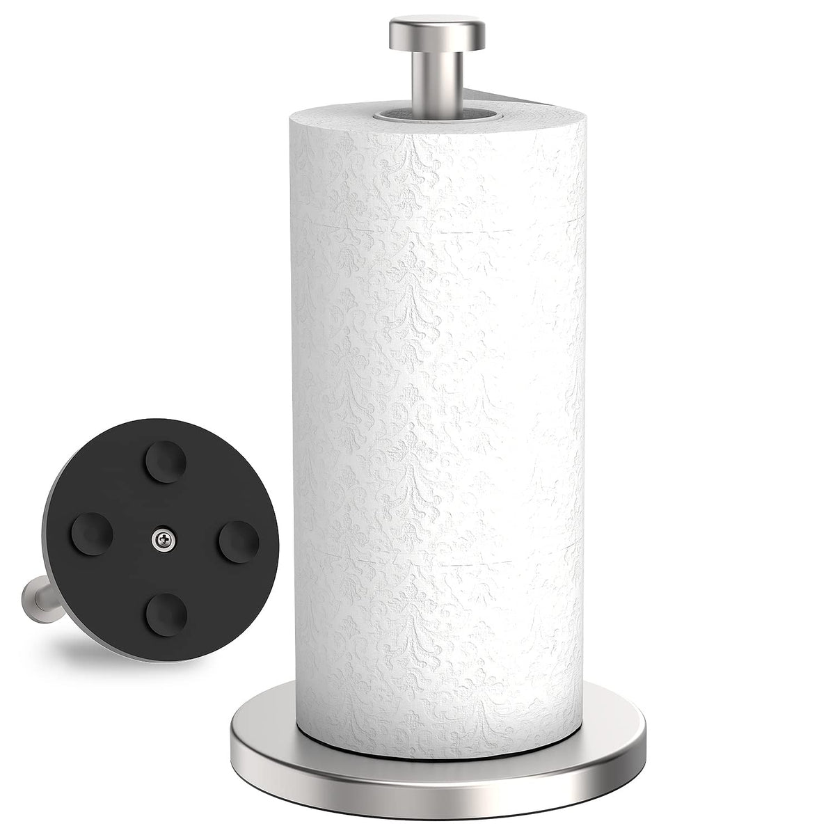VEHHE paper towel holder with freestanding design for flexible kitchen placement