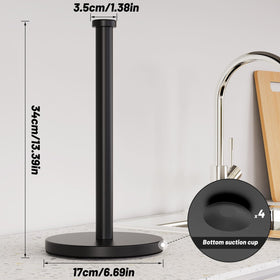 VEHHE Paper towel holder with suction cup base grips smooth surfaces.