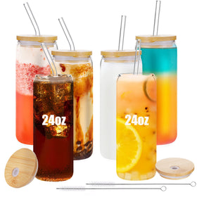 VEIDIA 6-pack can-shaped glasses ready for iced coffee and cold beverages.