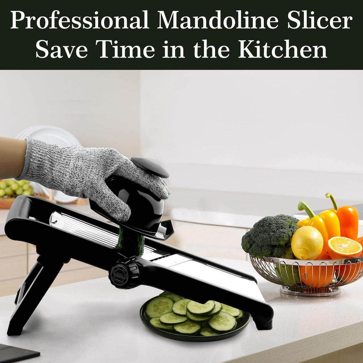 Food pusher used with VEKAYA mandoline to protect fingers.