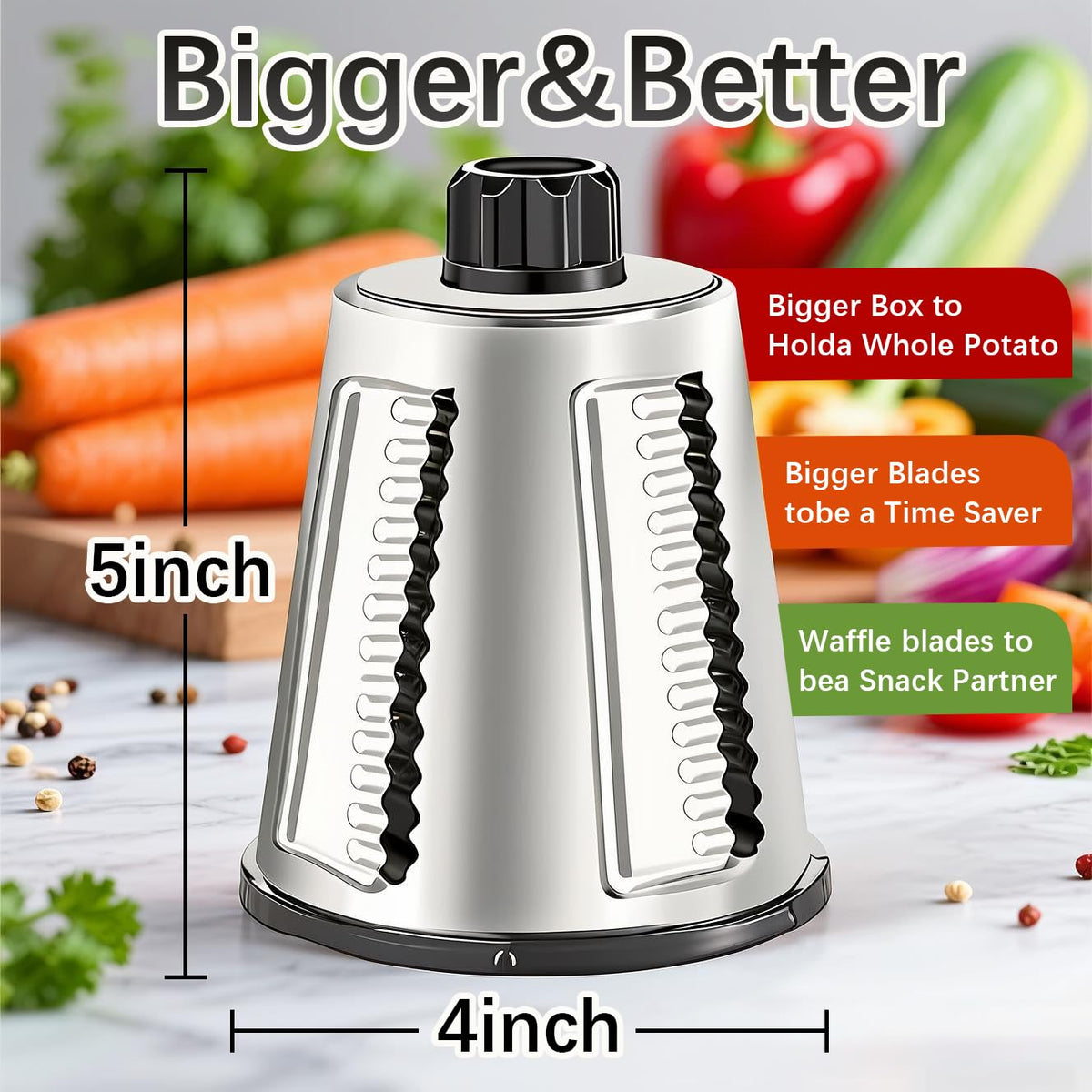 VEKAYA blade cartridge assembly shows versatile options for cheese and vegetables